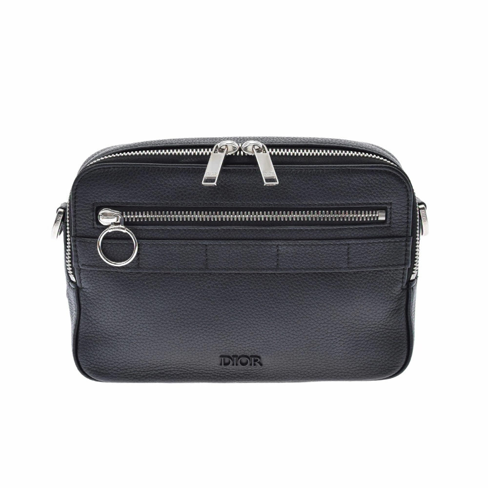 CHRISTIAN DIOR Black Leather Messenger Bag
